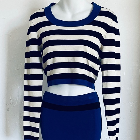 NWT Vintage Y2K TORN by RONNY KOBO Striped Knit Crop Top and Hi Rise SKIRT SET - Picture 5 of 16
